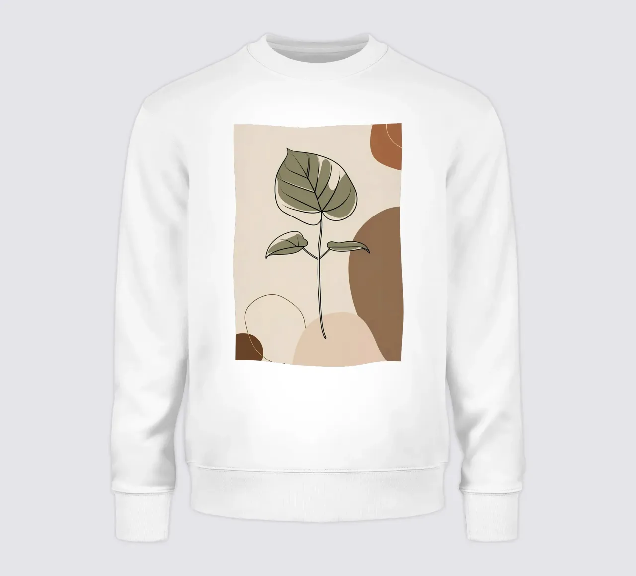 Minimalist one line drawing of a single Philodendron leaf sweatshirt by Bloom And Brush
