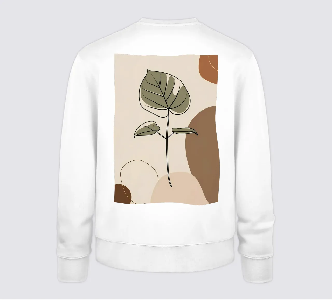 Minimalist one line drawing of a single Philodendron leaf sweatshirt by Bloom And Brush