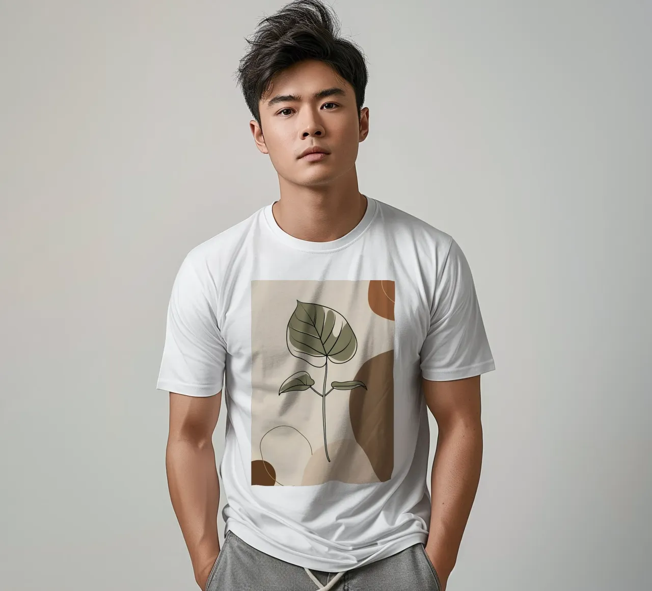 Disegno minimalista a una linea di una singola foglia di filodendro t-shirt da Bloom And Brush