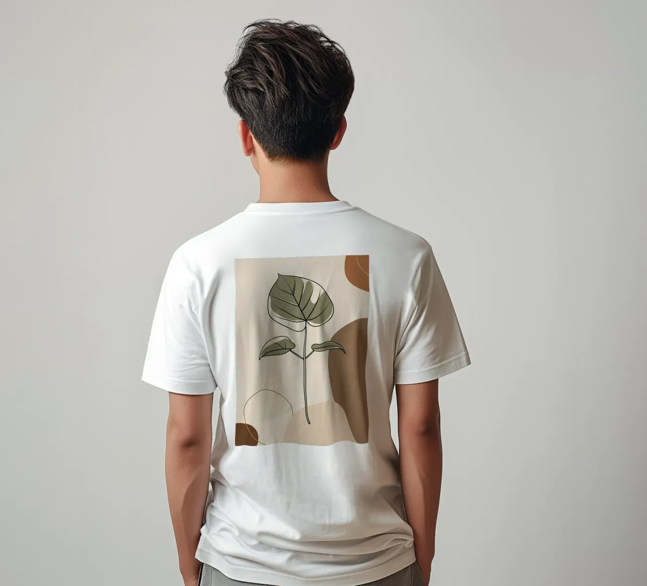 Disegno minimalista a una linea di una singola foglia di filodendro t-shirt da Bloom And Brush