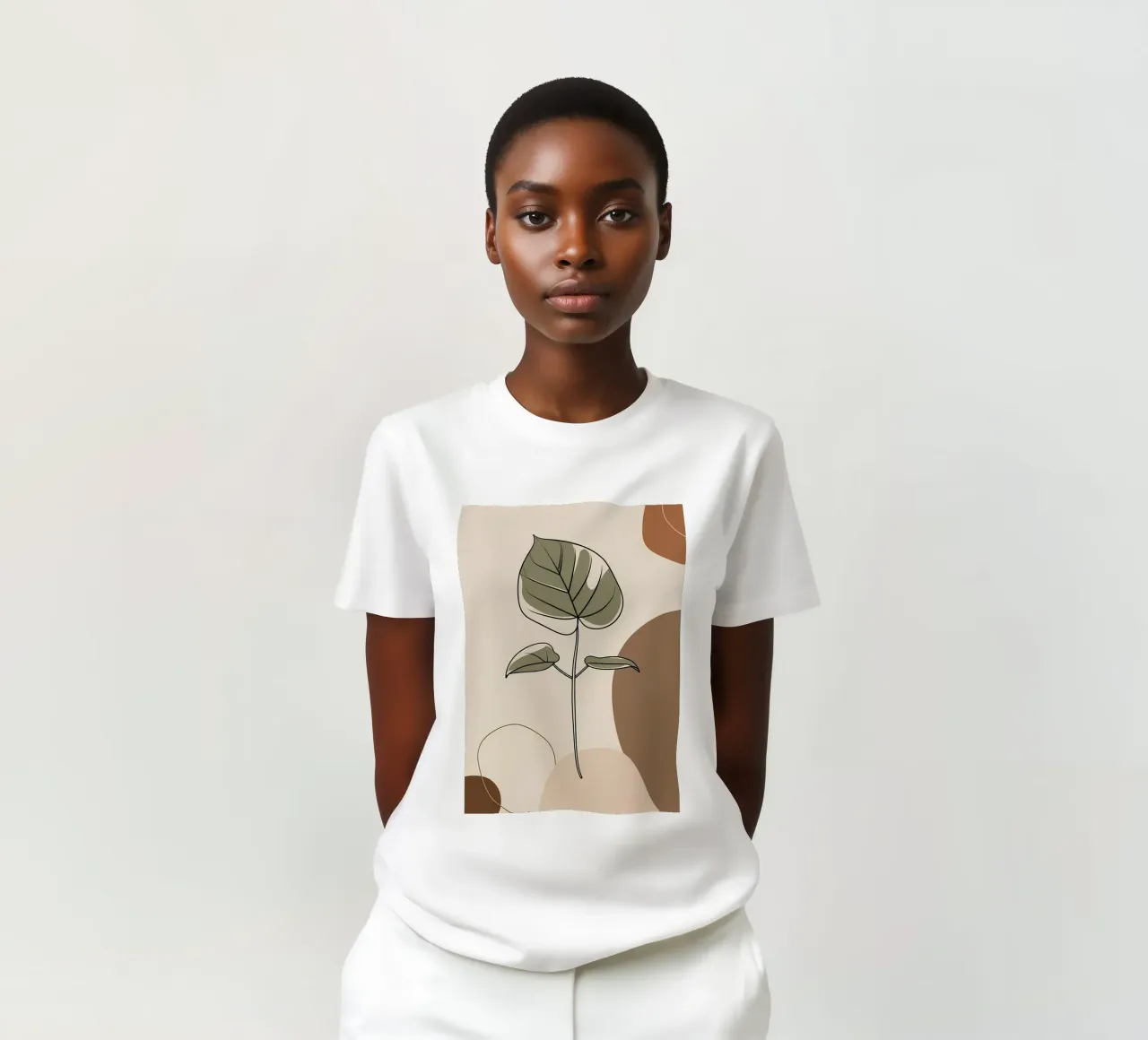 Disegno minimalista a una linea di una singola foglia di filodendro t-shirt da Bloom And Brush