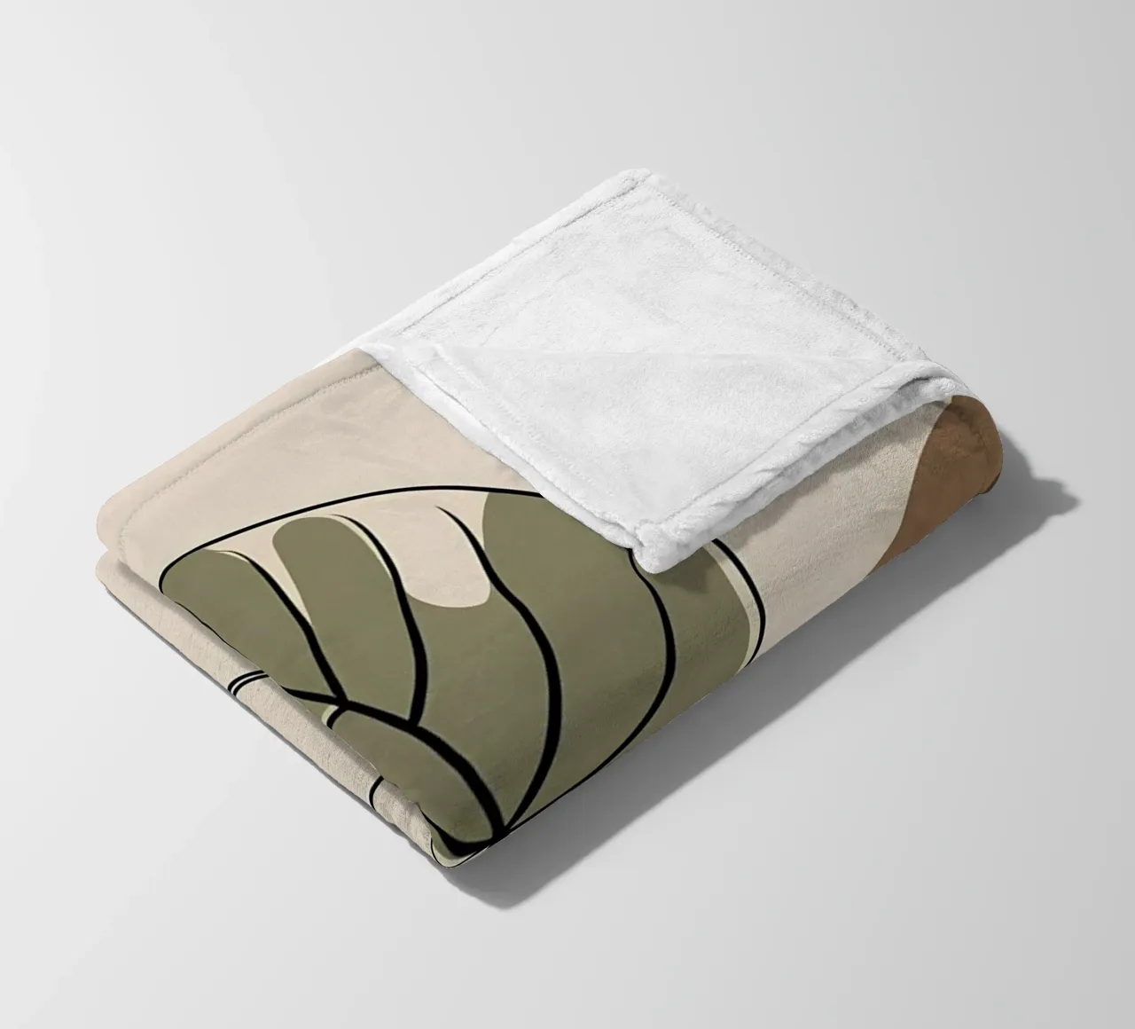 Minimalist one line drawing of a single Philodendron leaf fleece blanket by Bloom And Brush