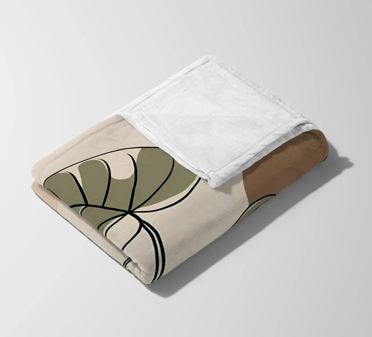 Minimalist one line drawing of a single Philodendron leaf fleece blanket by Bloom And Brush