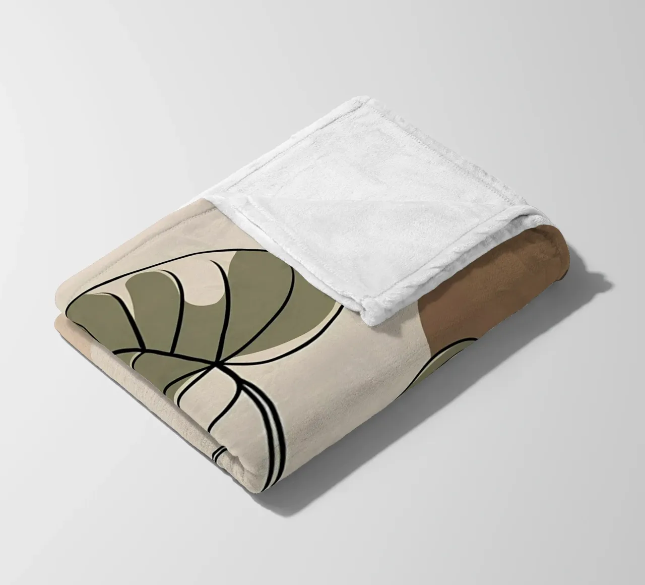 Minimalist one line drawing of a single Philodendron leaf fleece blanket by Bloom And Brush