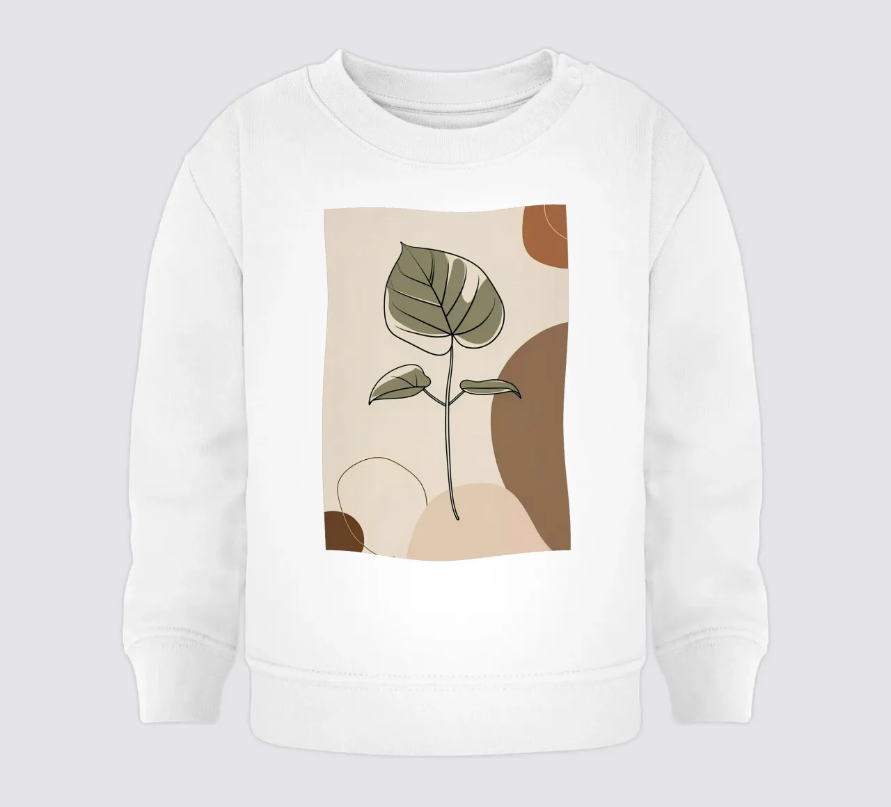 Disegno minimalista a una linea di una singola foglia di filodendro felpa neonato da Bloom And Brush