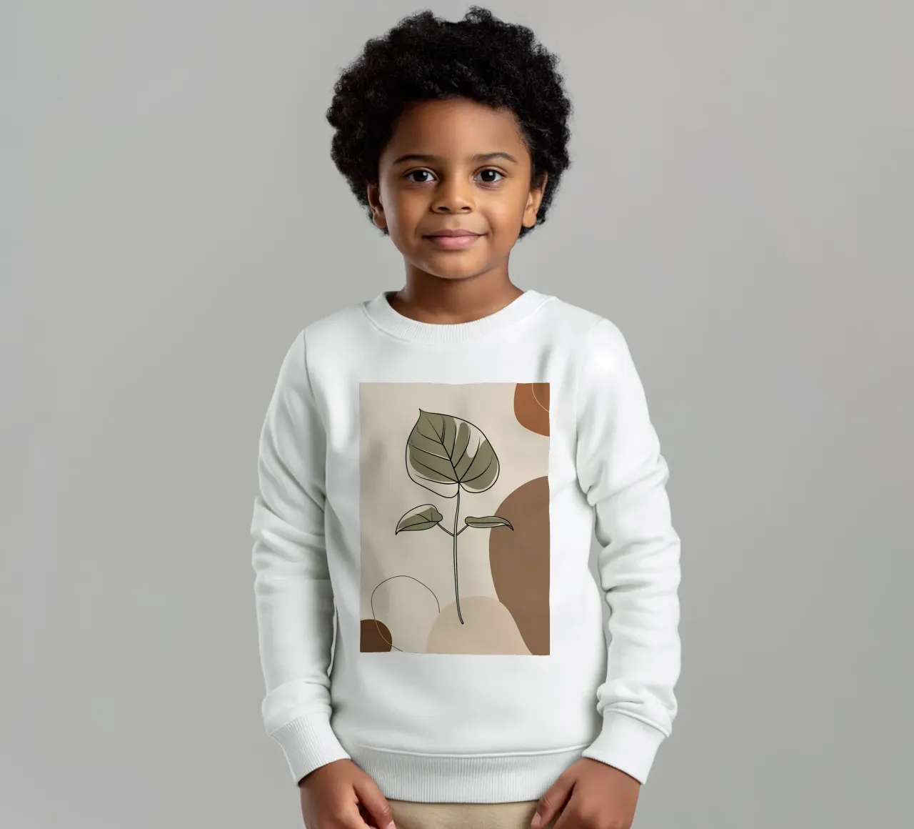 Disegno minimalista a una linea di una singola foglia di filodendro felpa bambino da Bloom And Brush