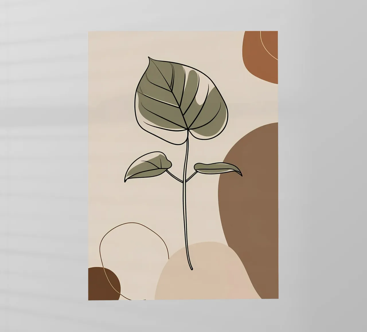 Disegno minimalista a una linea di una singola foglia di filodendro pellicola backlit da Bloom And Brush