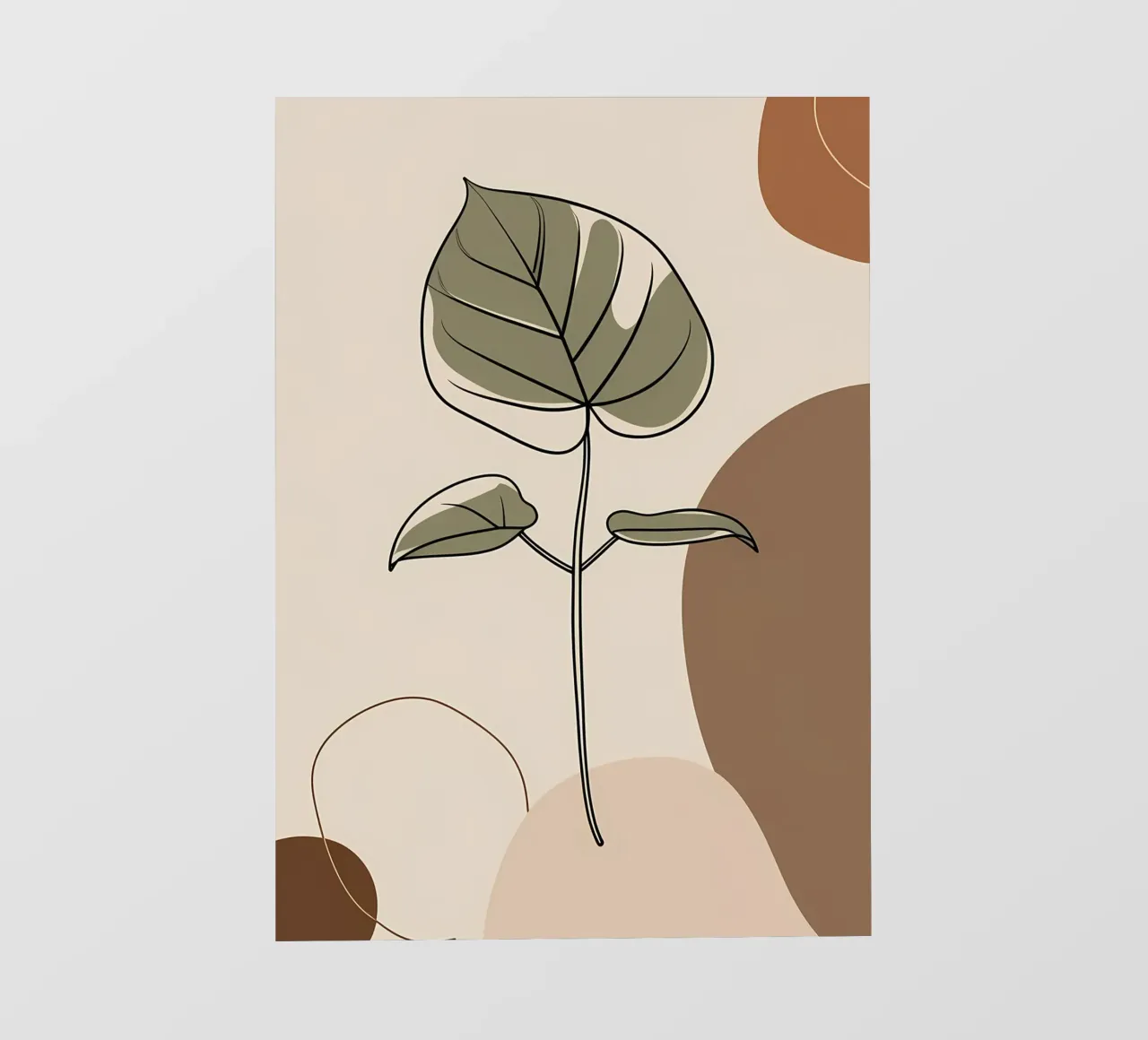 Disegno minimalista a una linea di una singola foglia di filodendro pellicola backlit da Bloom And Brush