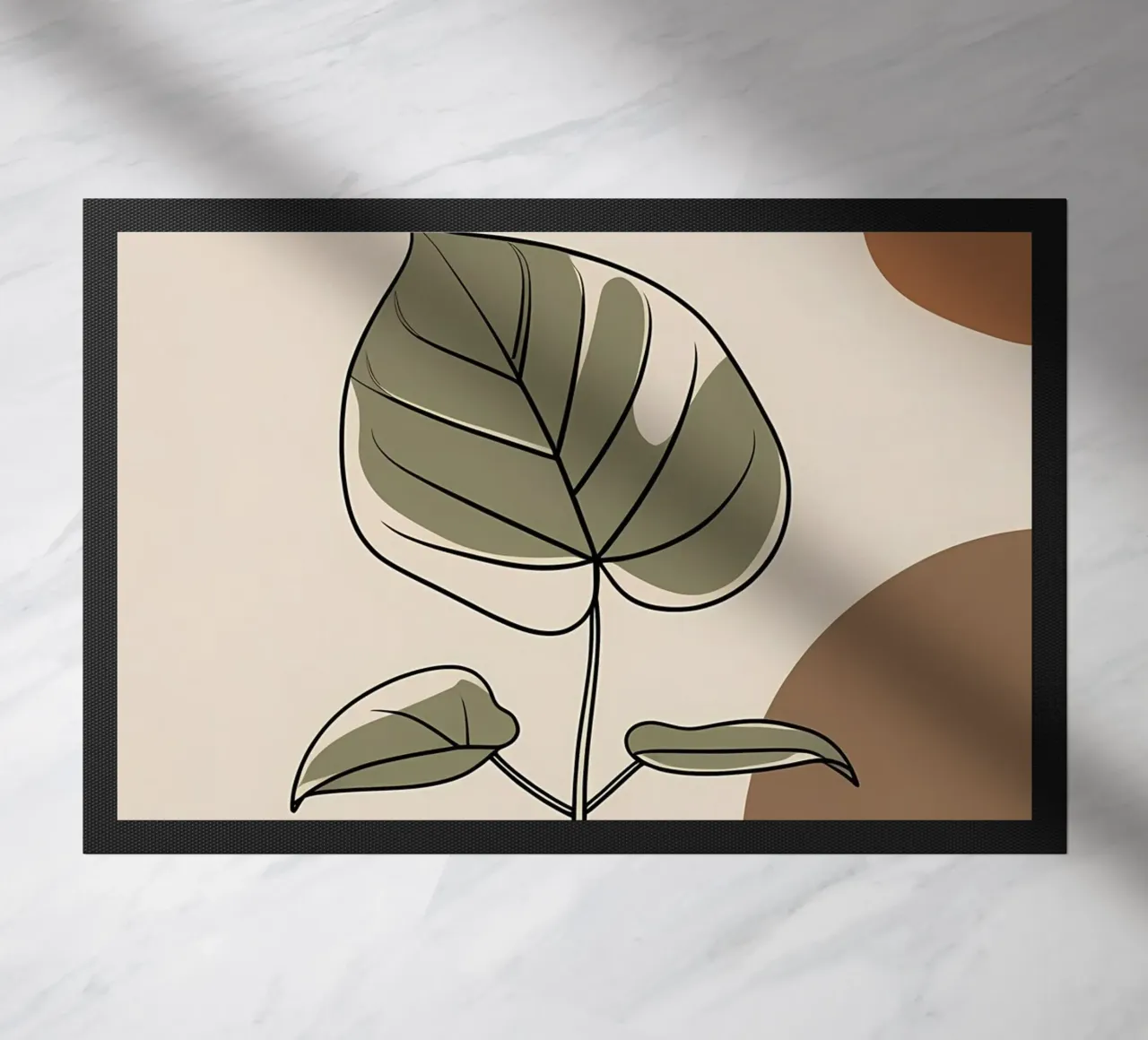 Disegno minimalista a una linea di una singola foglia di filodendro zerbino da Bloom And Brush