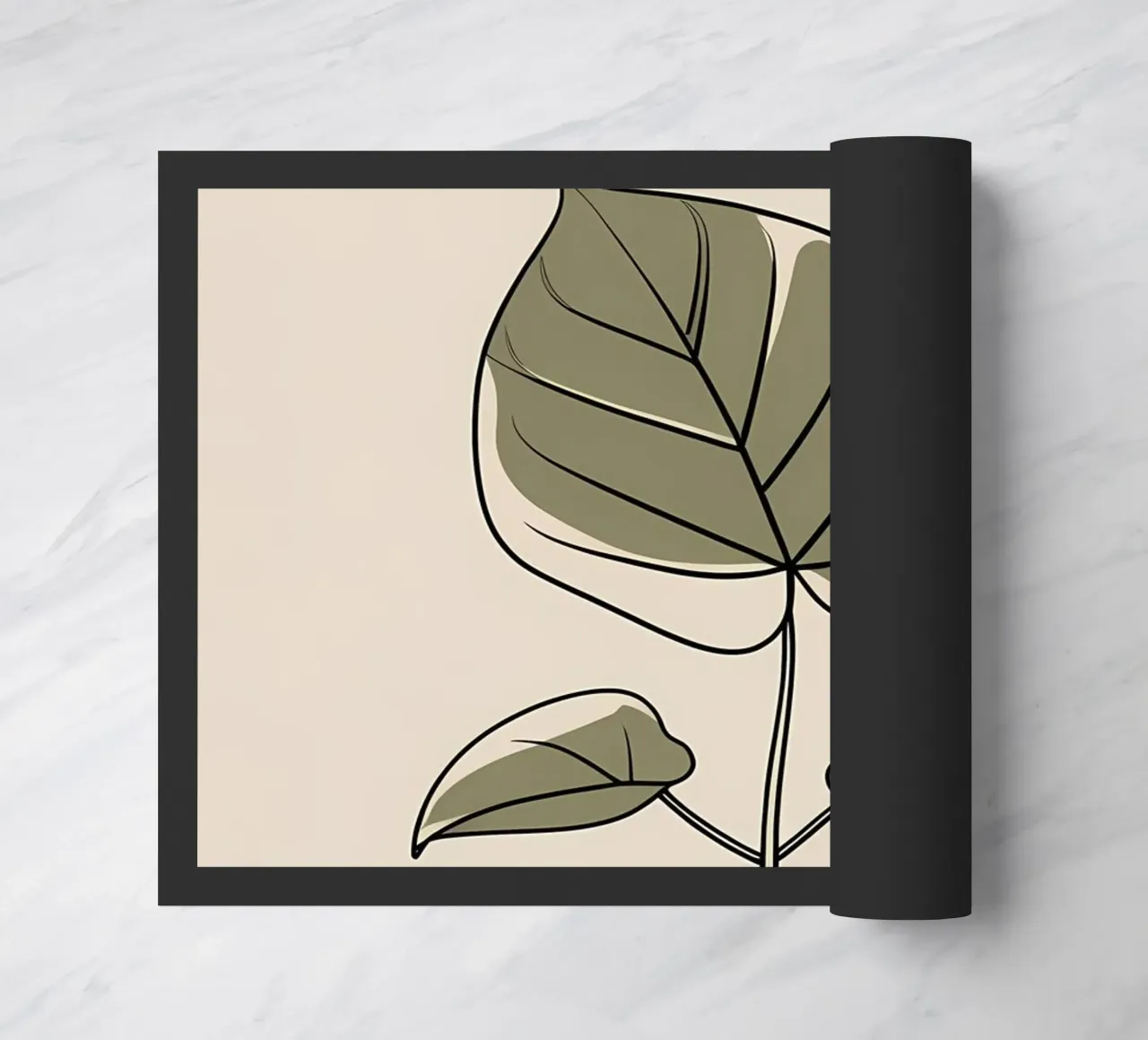 Disegno minimalista a una linea di una singola foglia di filodendro zerbino da Bloom And Brush