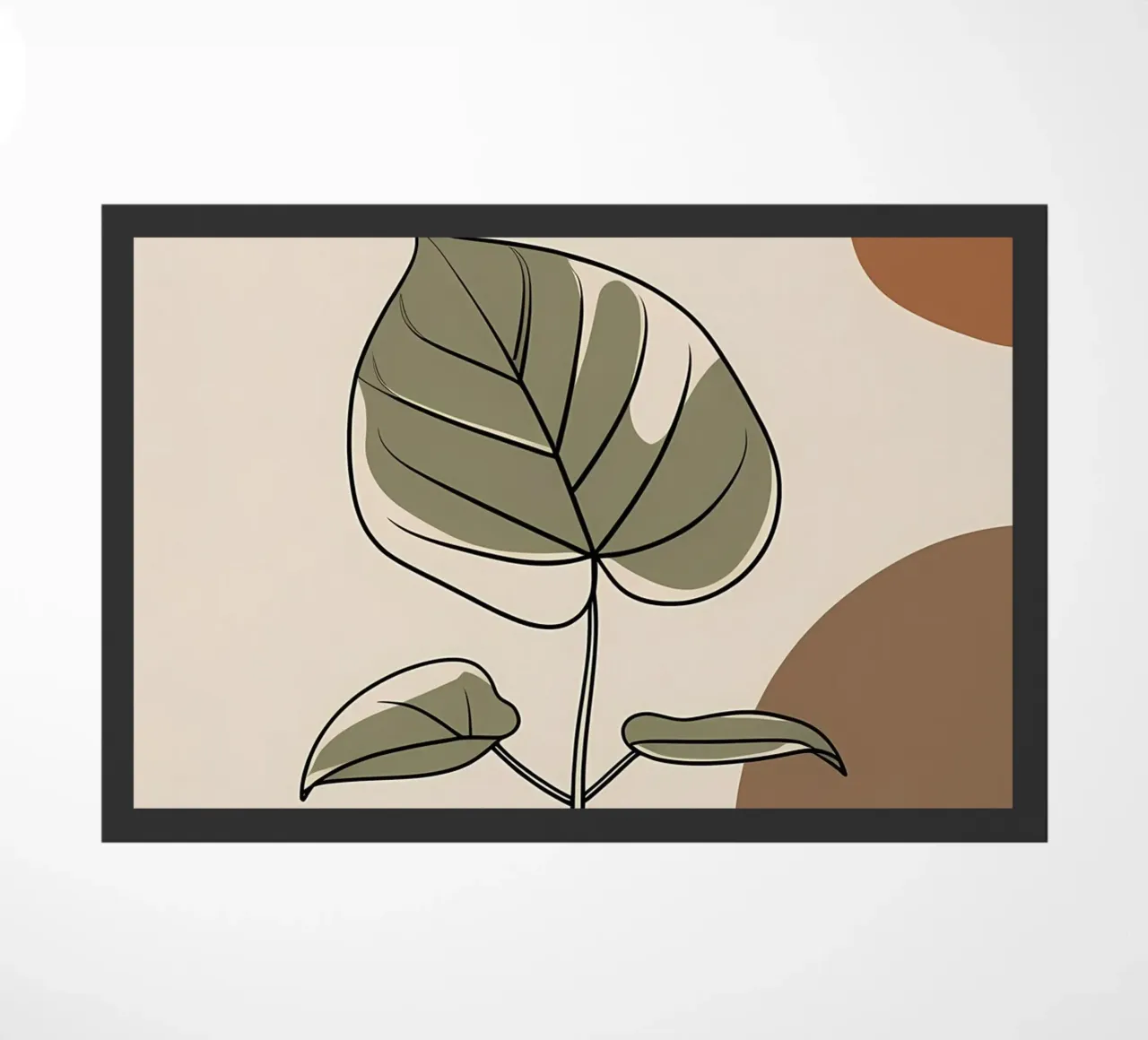 Disegno minimalista a una linea di una singola foglia di filodendro zerbino da Bloom And Brush