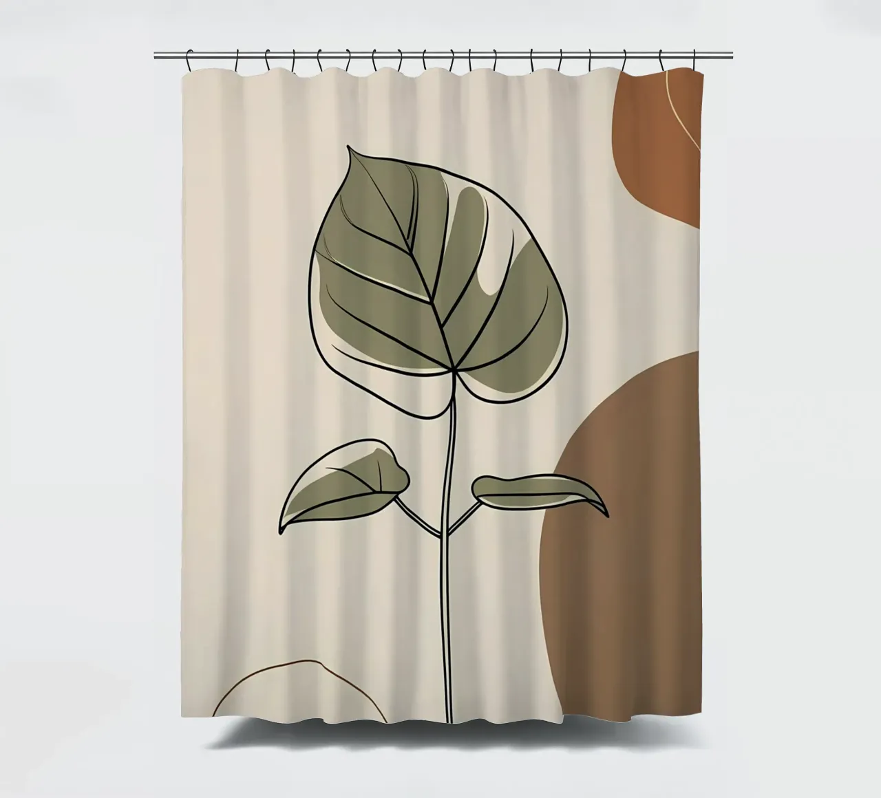 Disegno minimalista a una linea di una singola foglia di filodendro tenda da doccia da Bloom And Brush