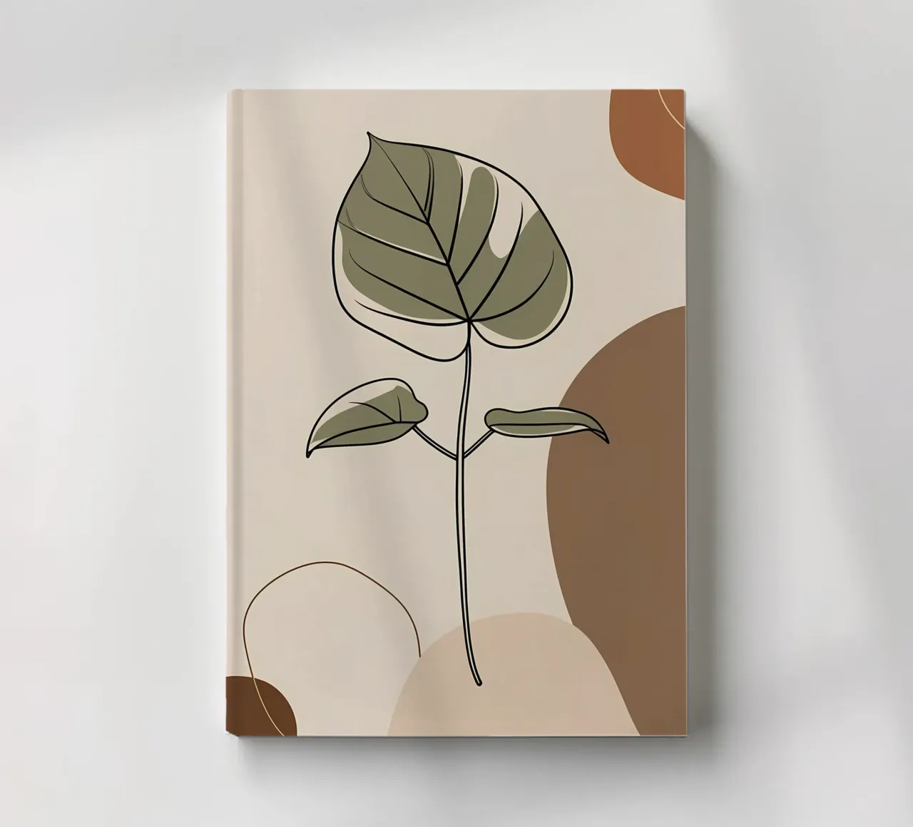 Minimalist one line drawing of a single Philodendron leaf notebook by Bloom And Brush