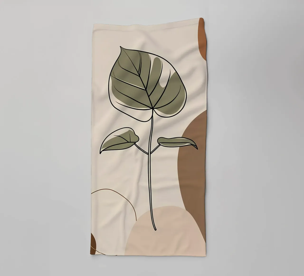 Disegno minimalista a una linea di una singola foglia di filodendro asciugamano da bagno da Bloom And Brush