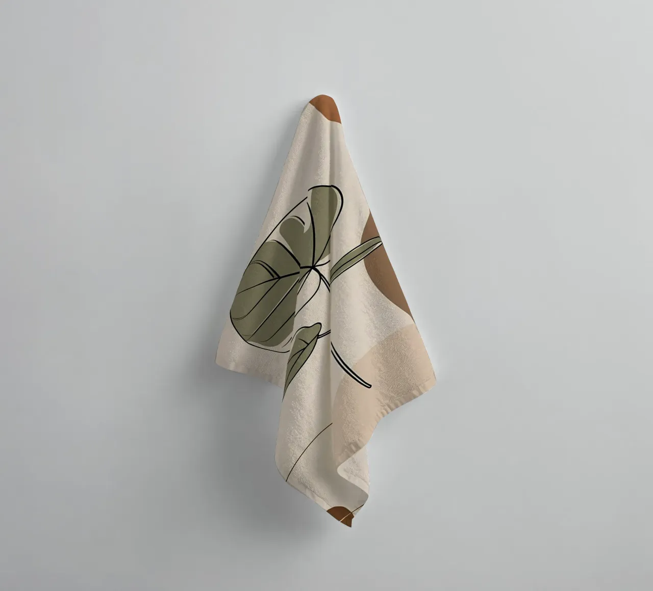 Disegno minimalista a una linea di una singola foglia di filodendro asciugamano da bagno da Bloom And Brush