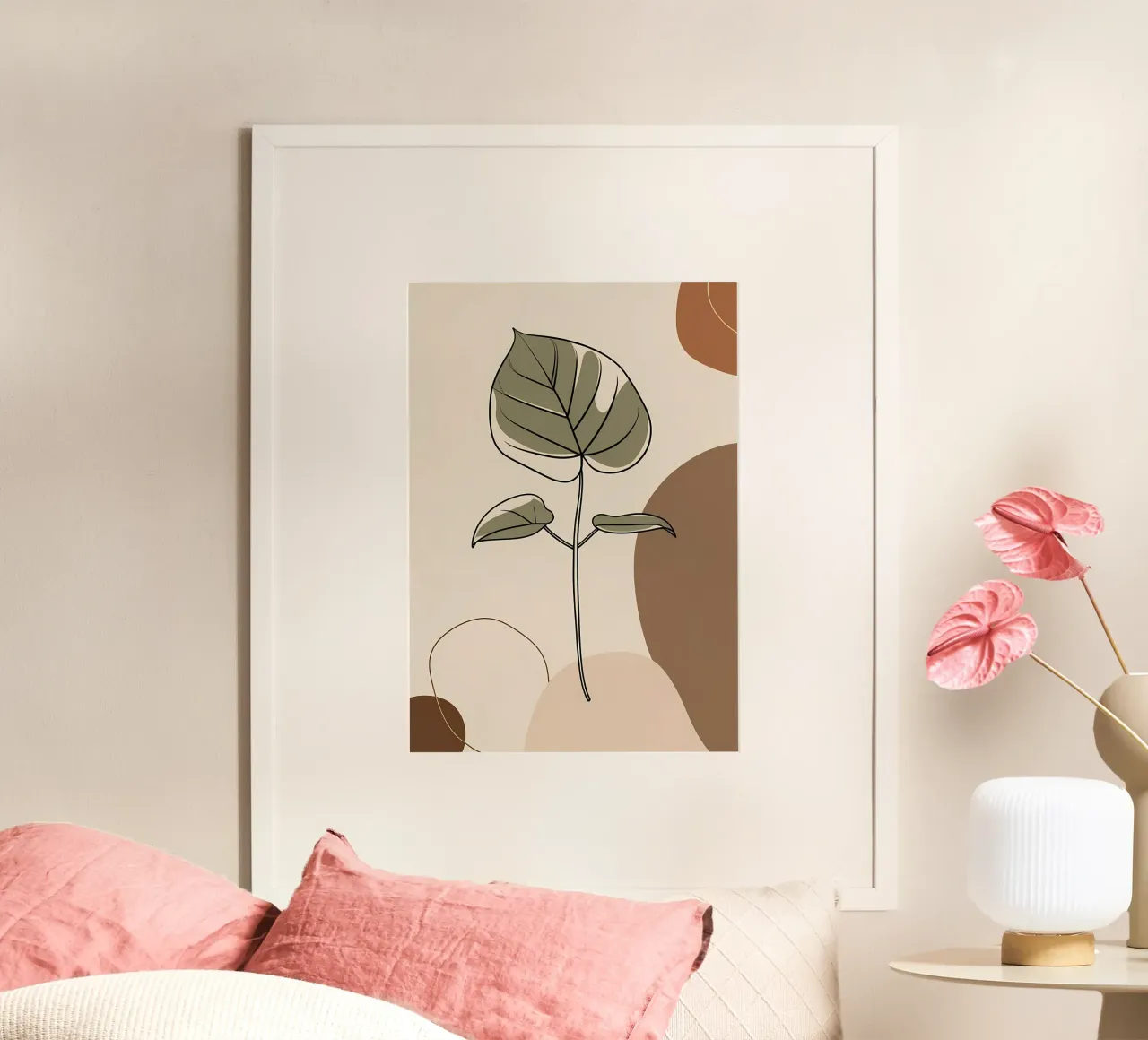 Minimalist one line drawing of a single Philodendron leaf hahnemühle by Bloom And Brush