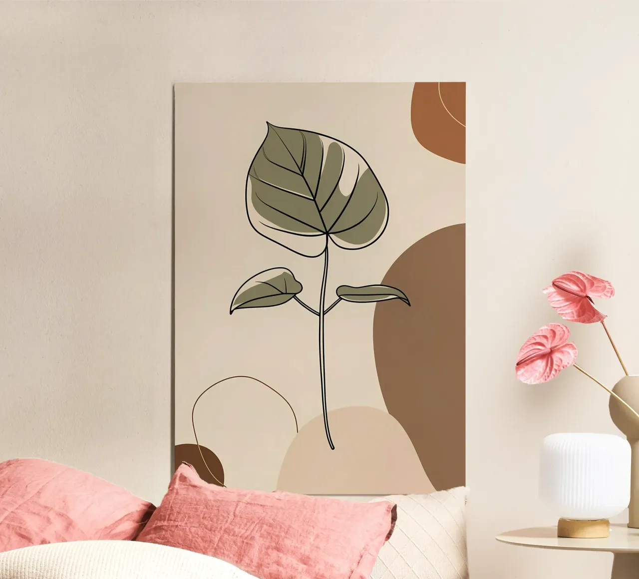 Minimalist one line drawing of a single Philodendron leaf hahnemühle by Bloom And Brush