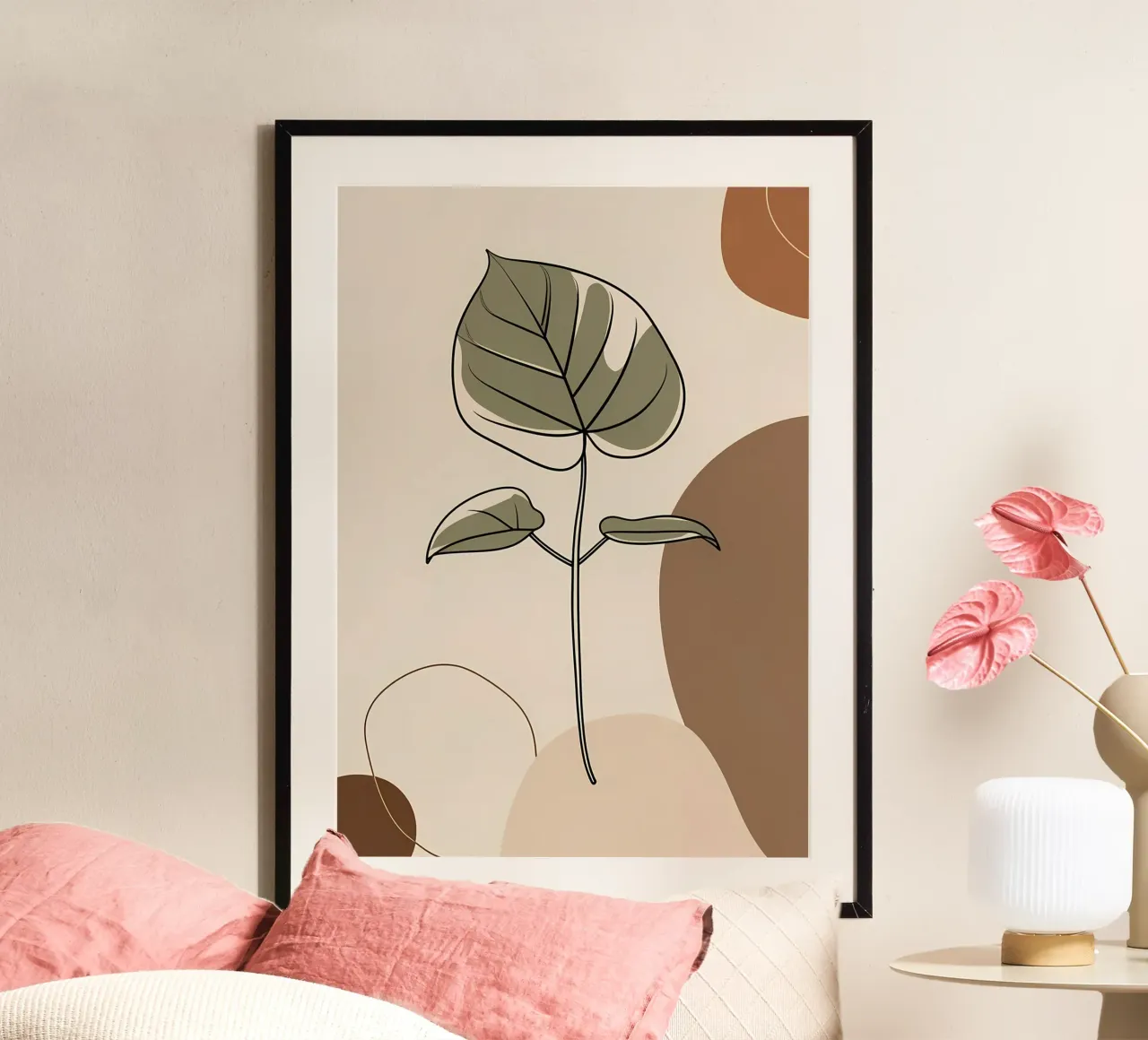 Minimalist one line drawing of a single Philodendron leaf hahnemühle by Bloom And Brush