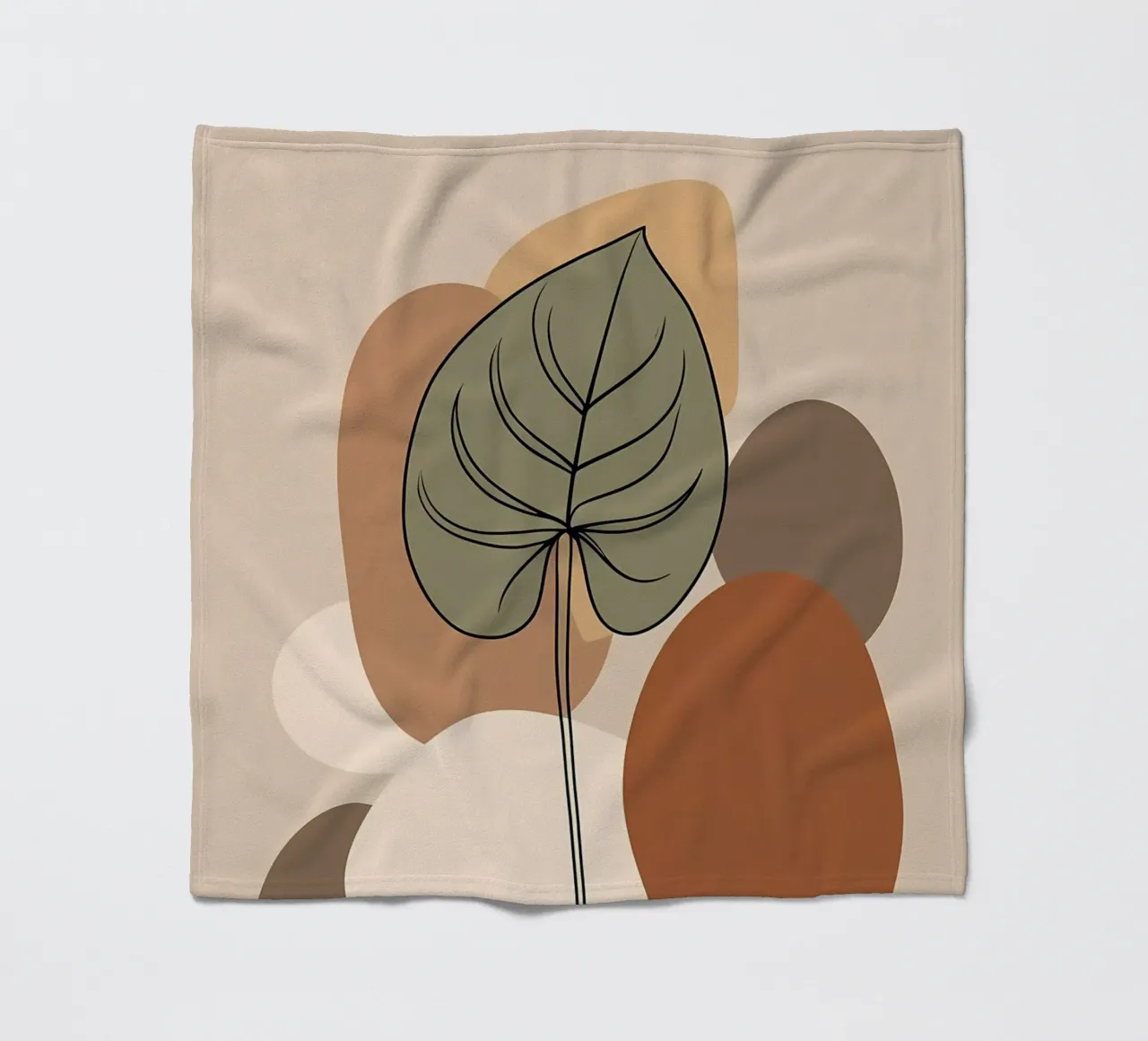 Minimalist one line drawing of a single Philodendron leaf fleece blanket by Bloom And Brush