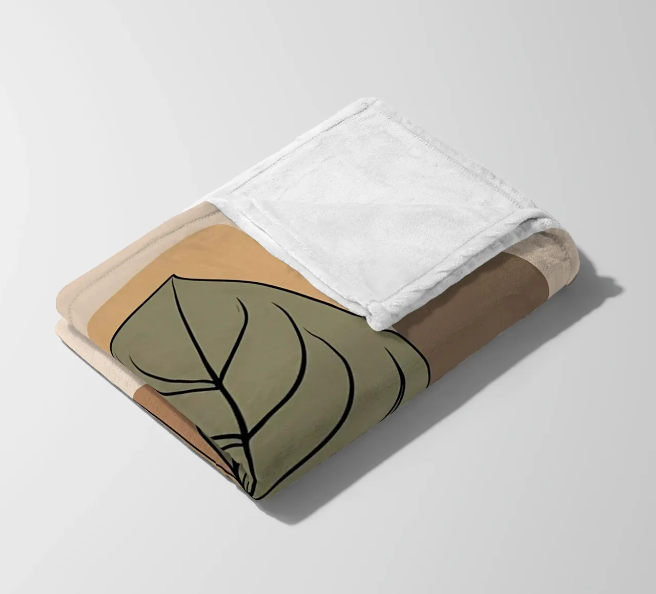 Minimalist one line drawing of a single Philodendron leaf fleece blanket by Bloom And Brush