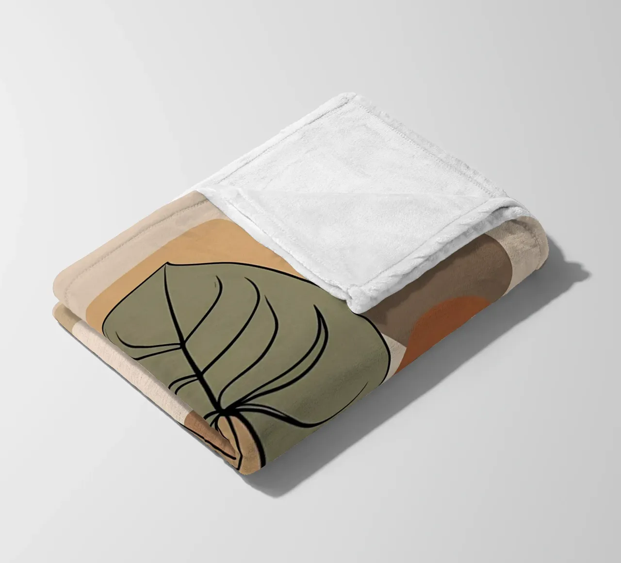 Minimalist one line drawing of a single Philodendron leaf fleece blanket by Bloom And Brush