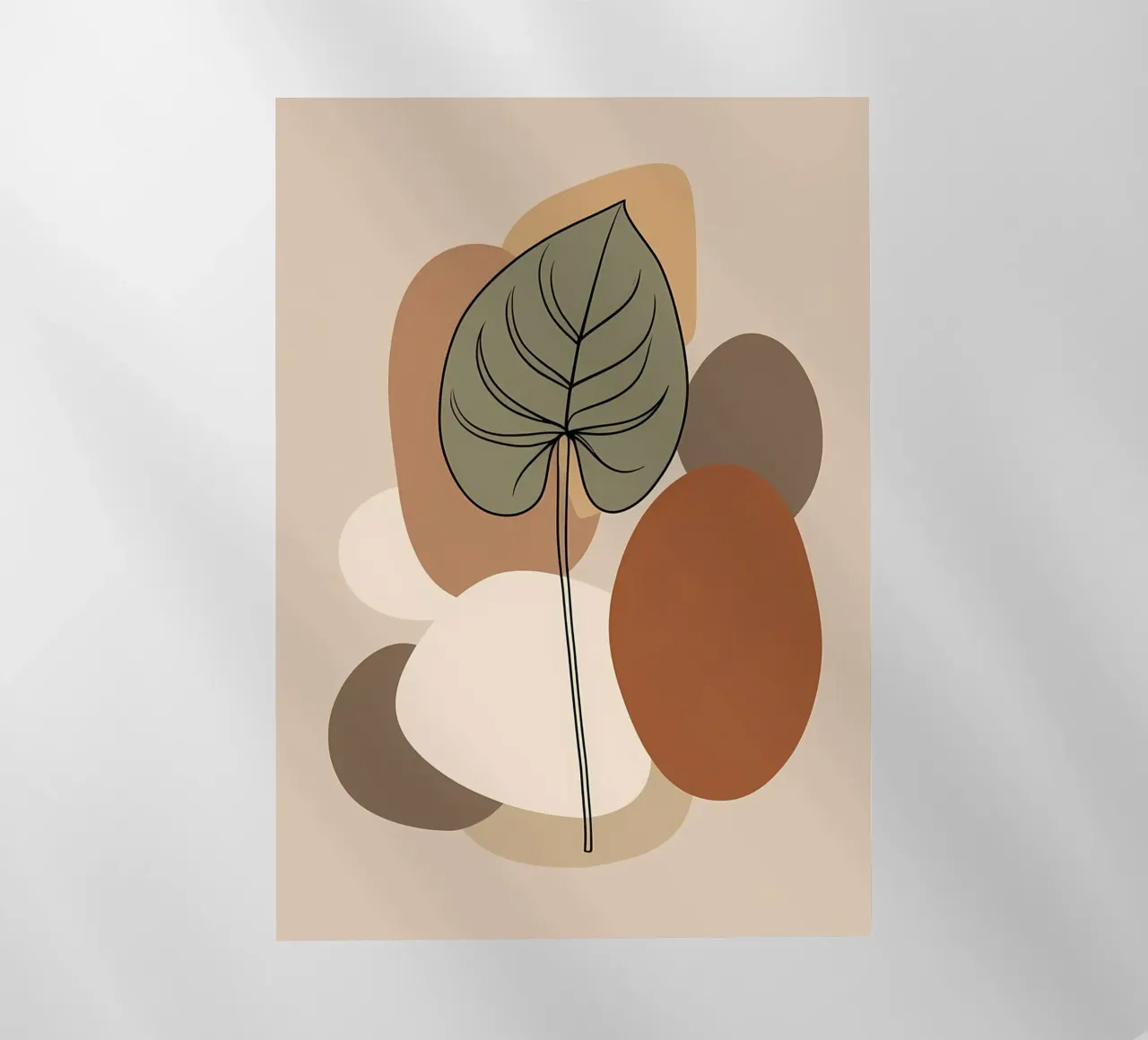 Disegno minimalista a una linea di una singola foglia di filodendro pellicola backlit da Bloom And Brush