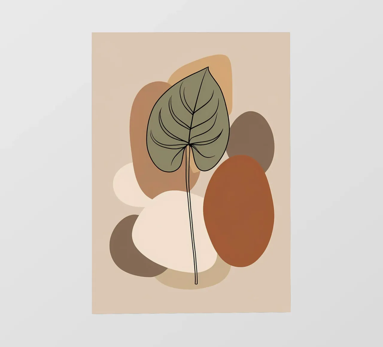 Disegno minimalista a una linea di una singola foglia di filodendro telo in pvc da Bloom And Brush