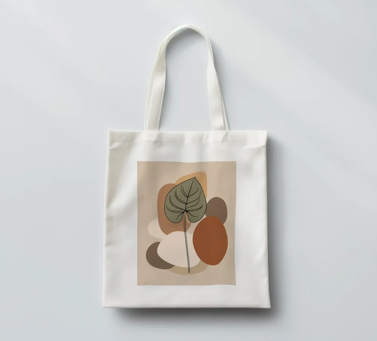 Disegno minimalista a una linea di una singola foglia di filodendro borsa in juta da Bloom And Brush