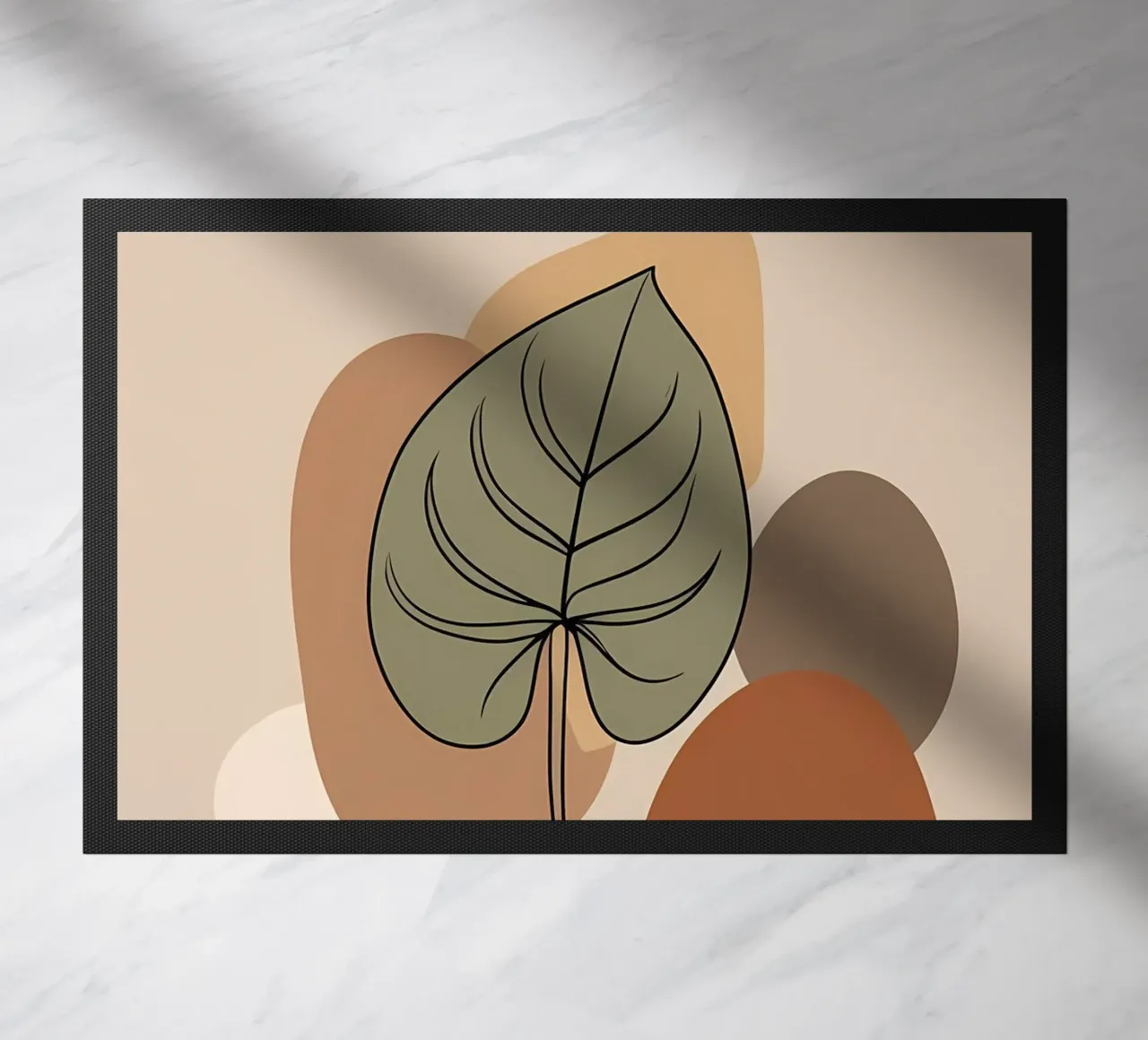 Disegno minimalista a una linea di una singola foglia di filodendro zerbino da Bloom And Brush
