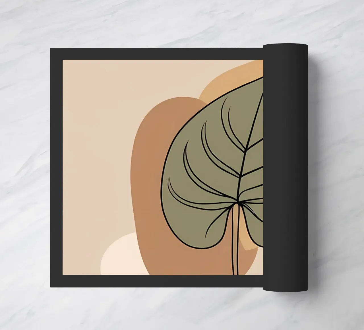 Disegno minimalista a una linea di una singola foglia di filodendro zerbino da Bloom And Brush