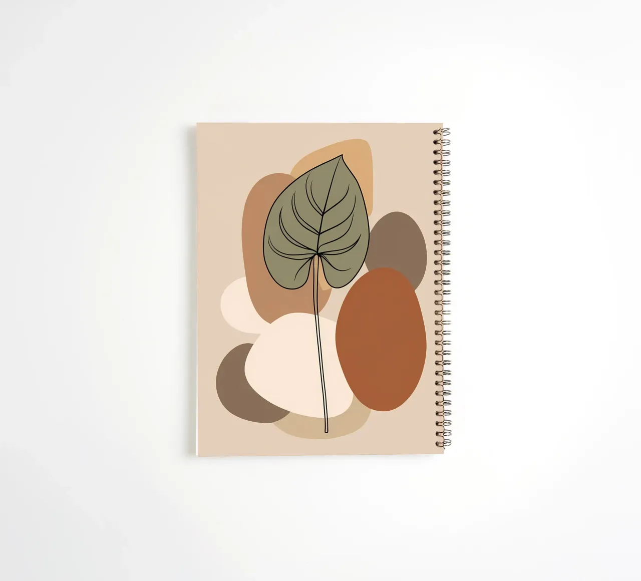 Minimalist one line drawing of a single Philodendron leaf spiral notebook by Bloom And Brush