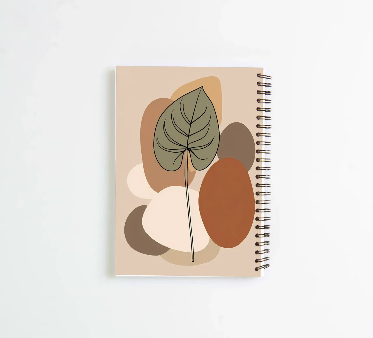 Minimalist one line drawing of a single Philodendron leaf spiral notebook by Bloom And Brush