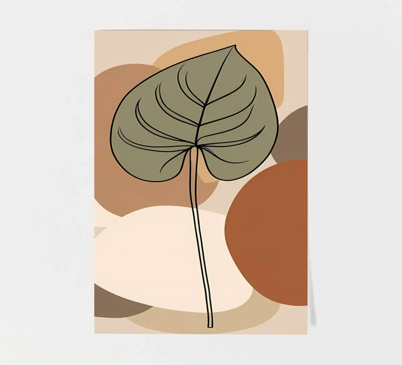Disegno minimalista a una linea di una singola foglia di filodendro foglio adesivo da Bloom And Brush