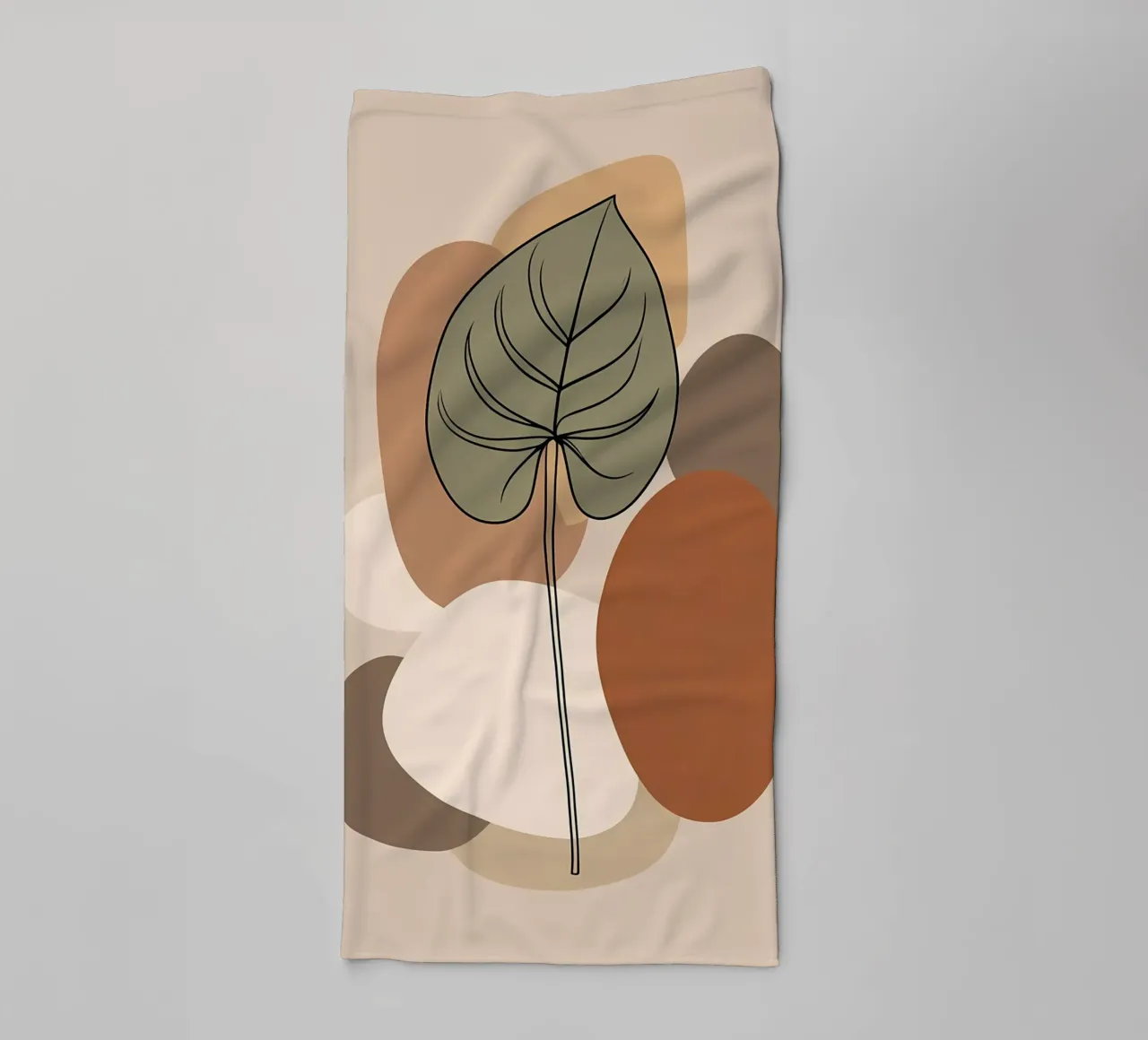Minimalist one line drawing of a single Philodendron leaf towel by Bloom And Brush