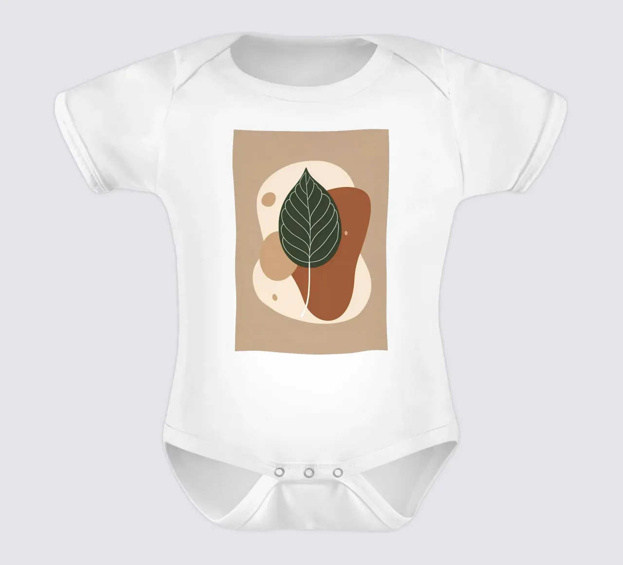 Minimalist one line drawing of a single fiddle leaf fig short-sleeve baby romper by Bloom And Brush