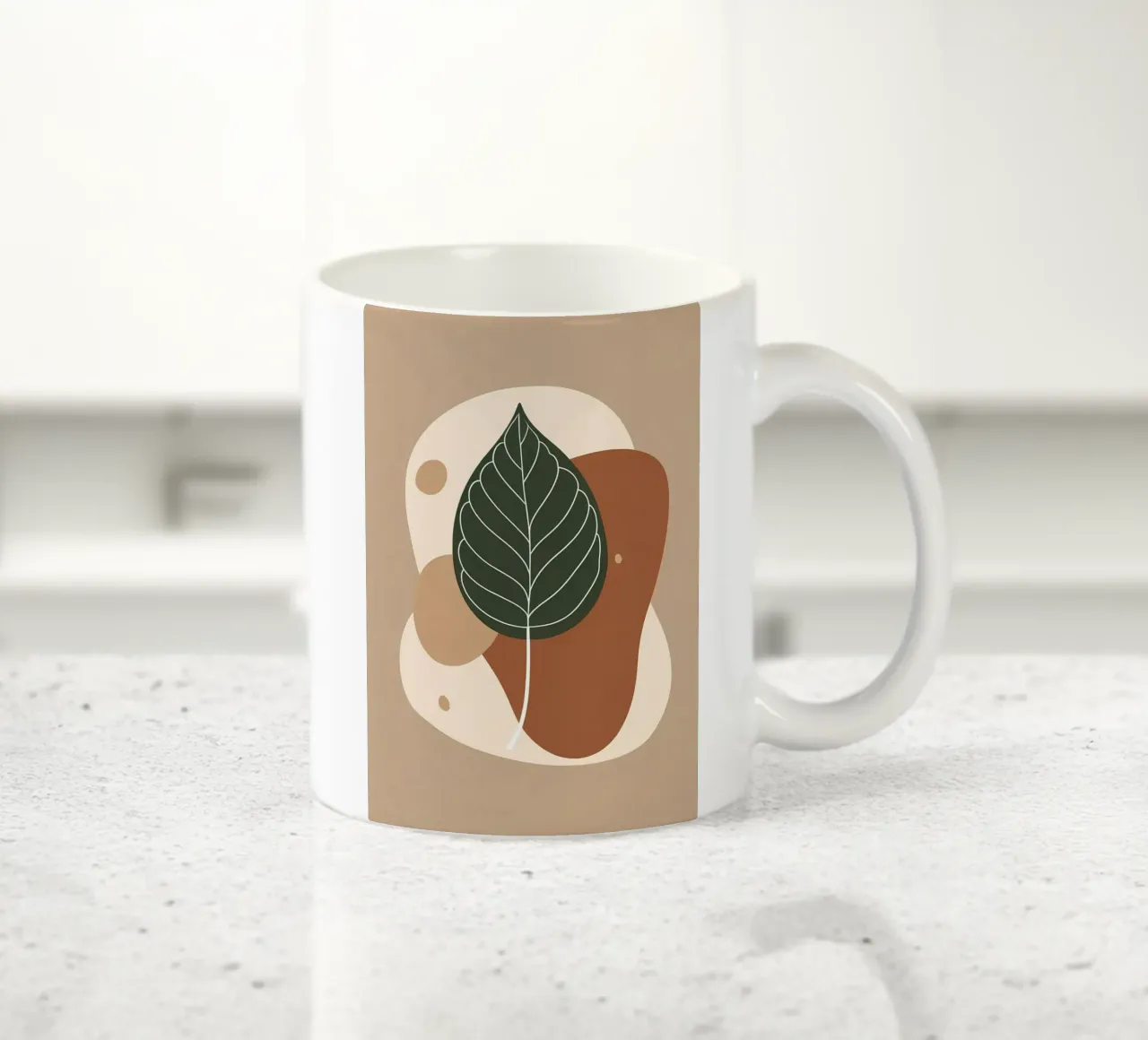 Disegno minimalista a una linea di un singolo fico a foglia di violino tazza in ceramica da Bloom And Brush
