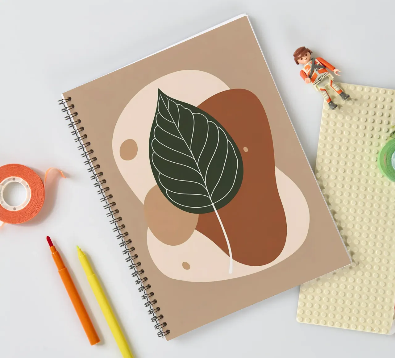 Minimalist one line drawing of a single fiddle leaf fig spiral notebook by Bloom And Brush
