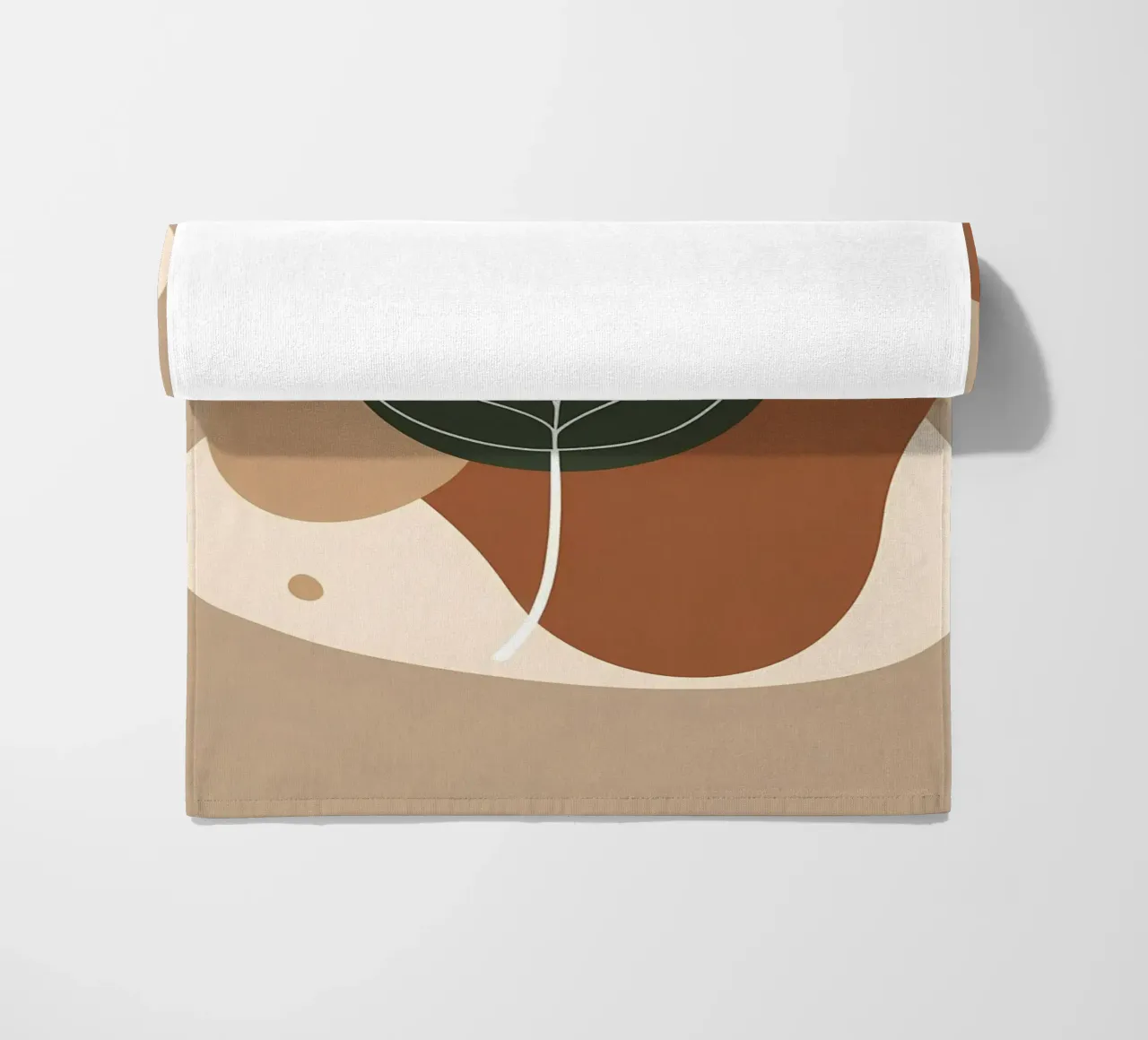 Minimalist one line drawing of a single fiddle leaf fig beach towel by Bloom And Brush