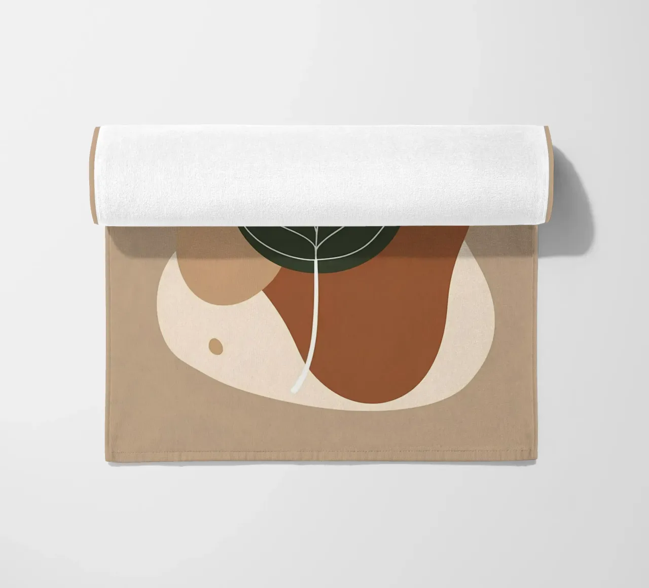 Minimalist one line drawing of a single fiddle leaf fig beach towel by Bloom And Brush