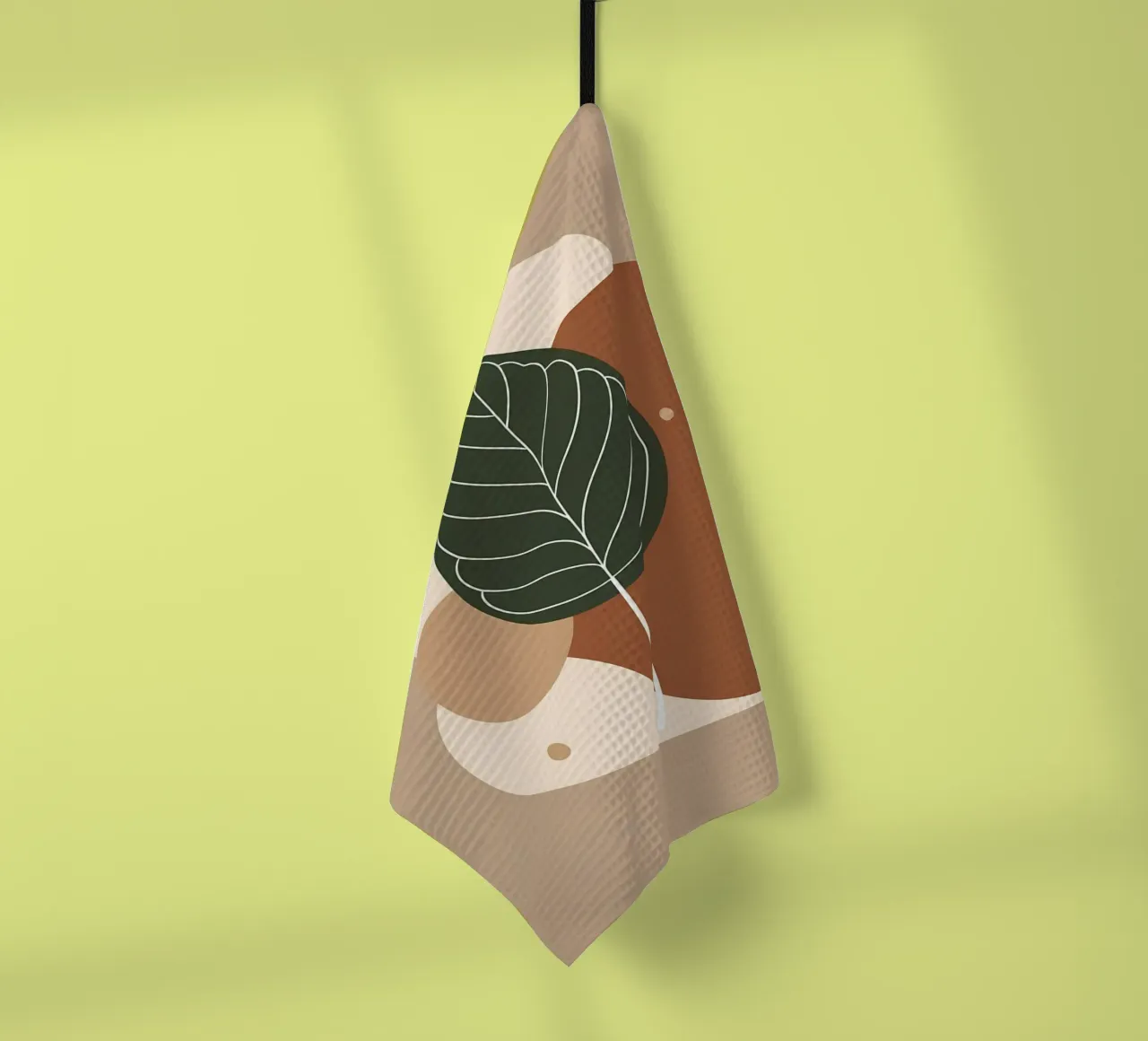 Minimalist one line drawing of a single fiddle leaf fig tea towel by Bloom And Brush
