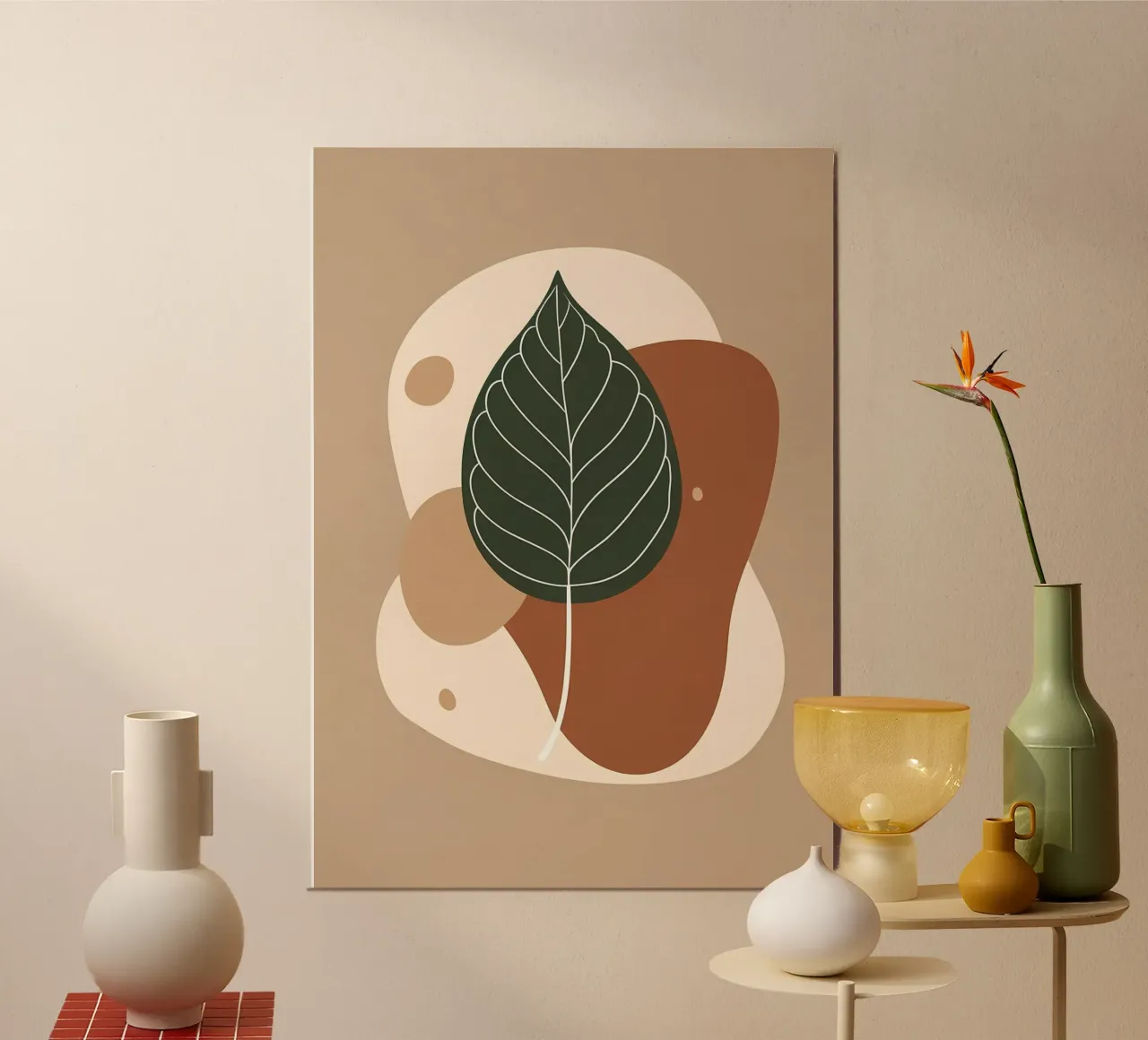Disegno minimalista a una linea di un singolo fico a foglia di violino alluminio dibond da Bloom And Brush