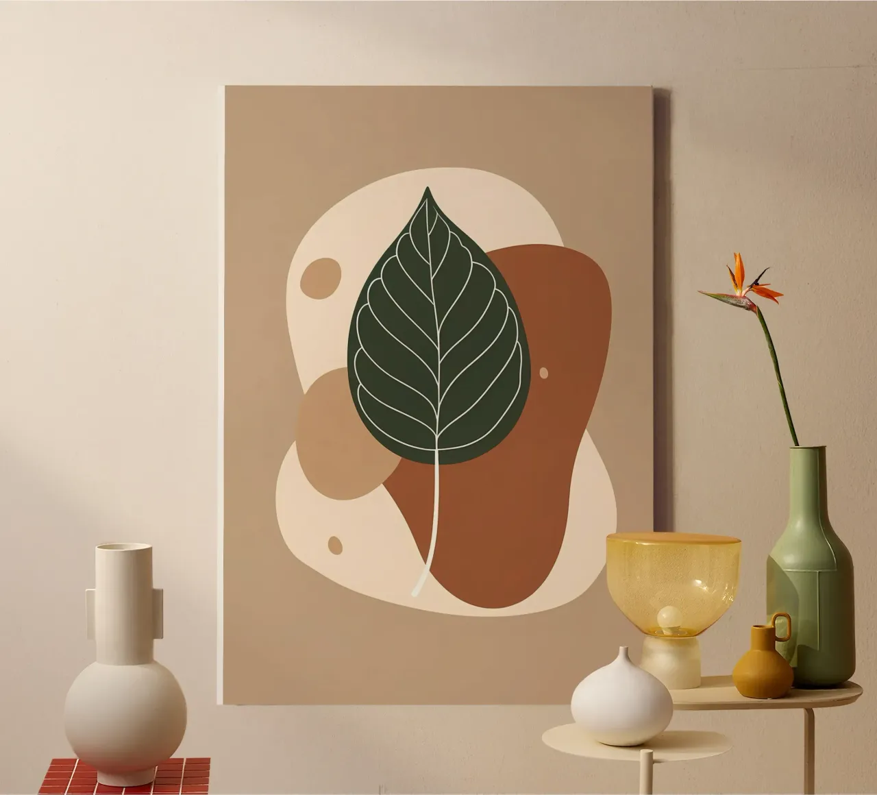 Minimalist one line drawing of a single fiddle leaf fig canvas by Bloom And Brush