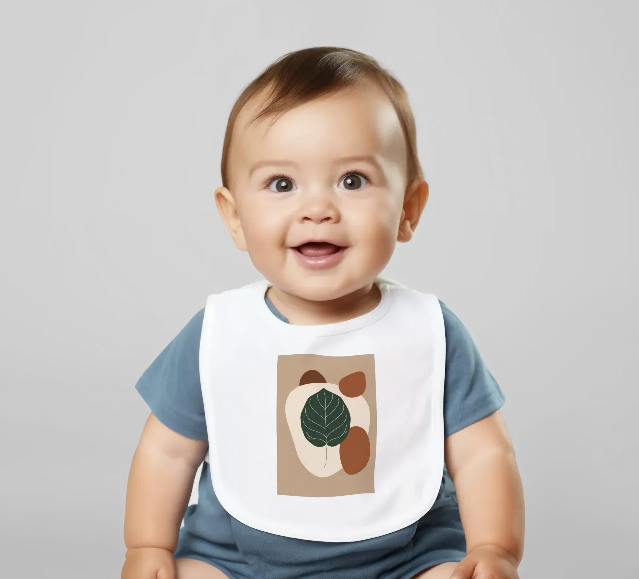 Minimalist one line drawing of a single fiddle leaf fig baby bib by Bloom And Brush