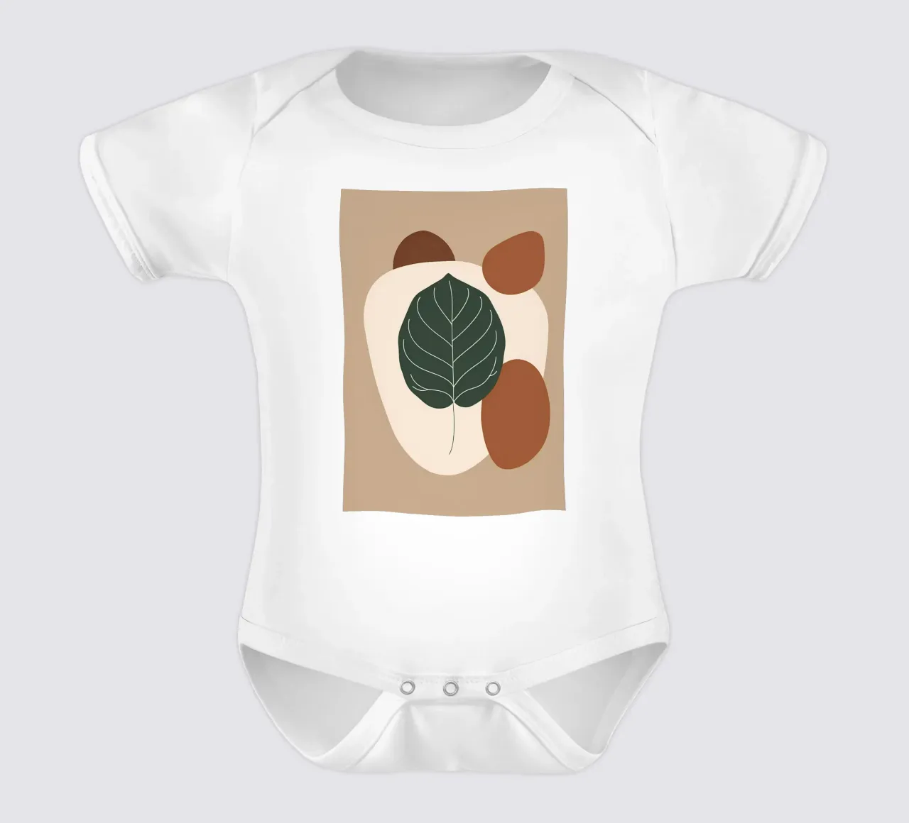 Minimalist one line drawing of a single fiddle leaf fig short-sleeve baby romper by Bloom And Brush