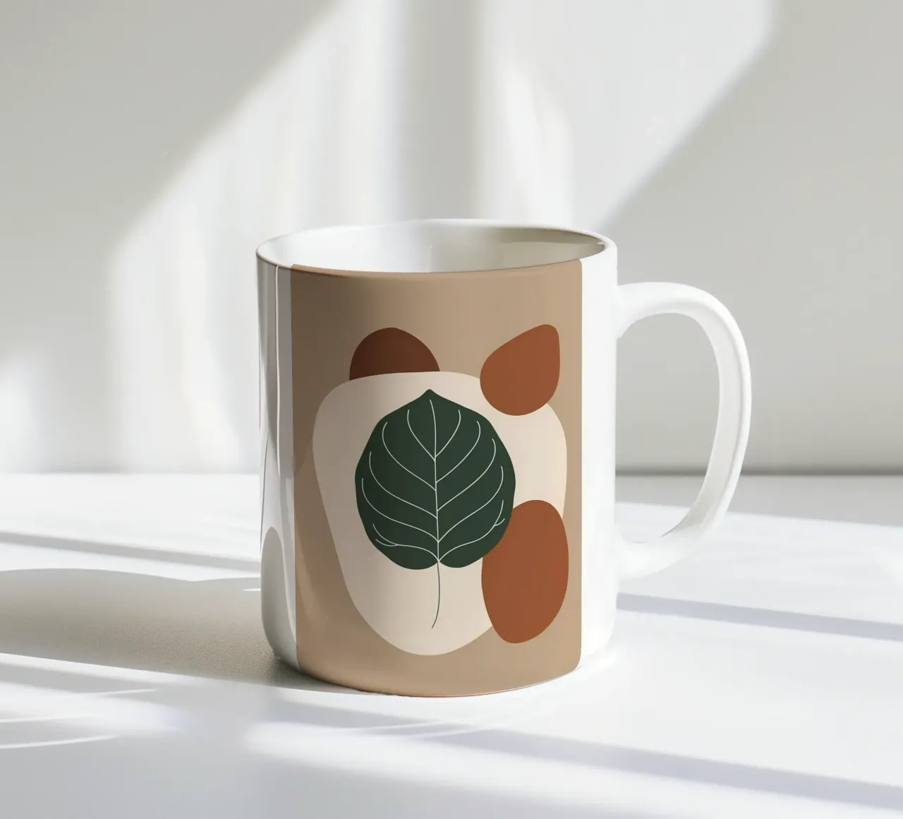 Minimalist one line drawing of a single fiddle leaf fig ceramic mug by Bloom And Brush