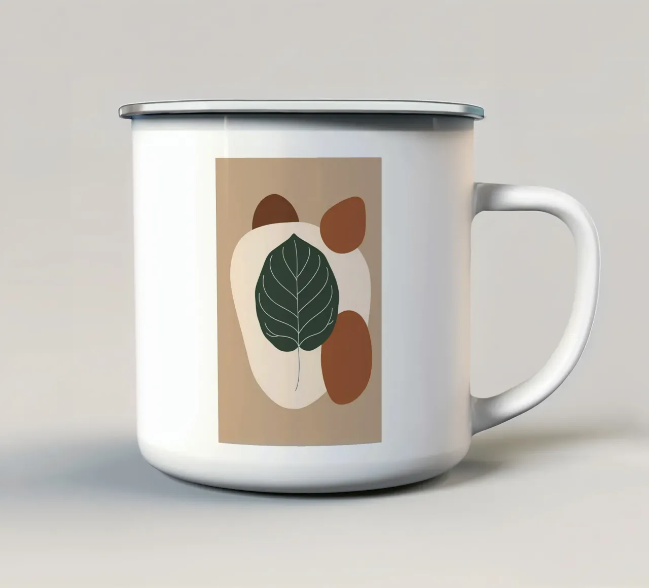 Disegno minimalista a una linea di un singolo fico a foglia di violino tazza in smalto da Bloom And Brush