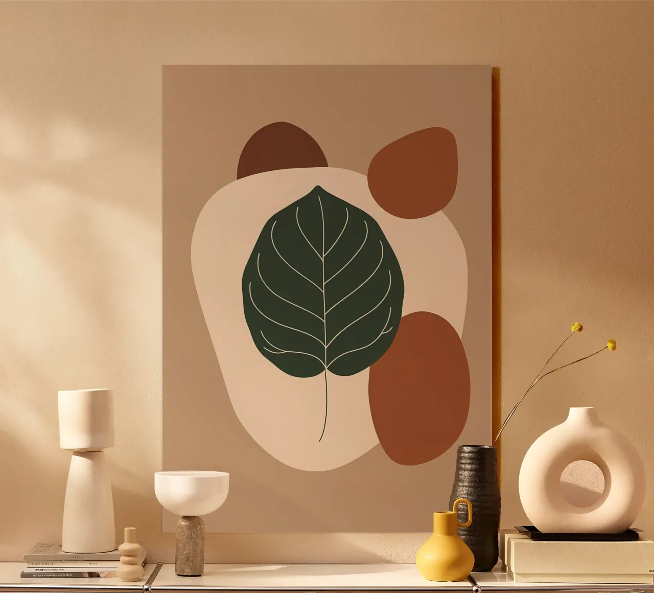 Disegno minimalista a una linea di un singolo fico a foglia di violino alluminio dibond da Bloom And Brush