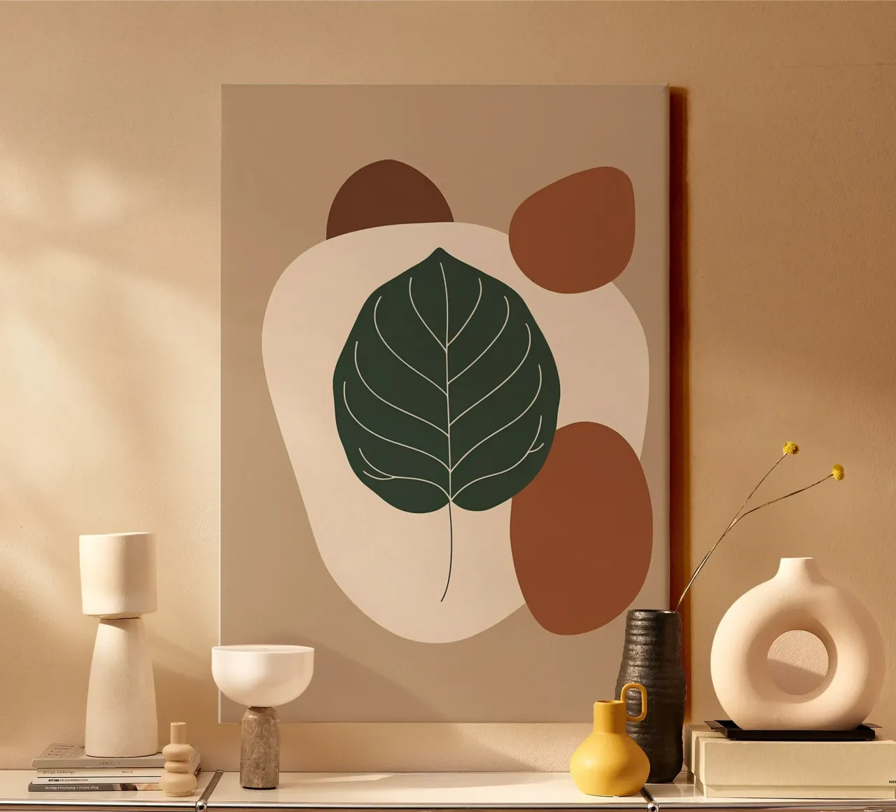 Minimalist one line drawing of a single fiddle leaf fig canvas by Bloom And Brush