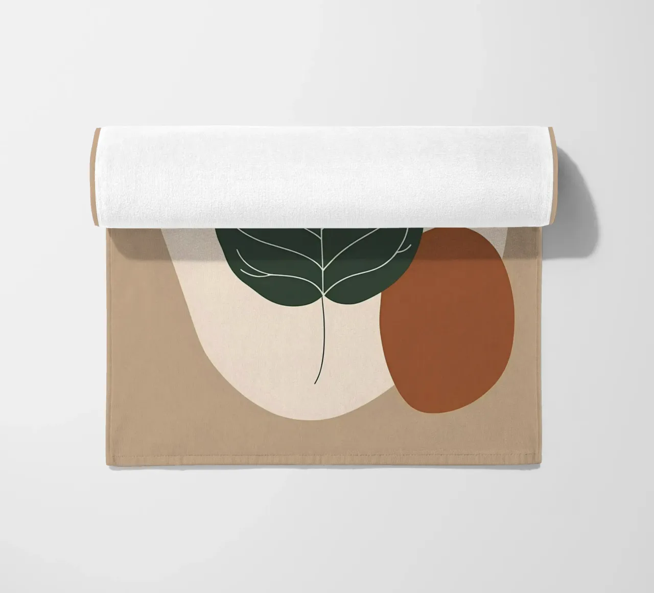 Disegno minimalista a una linea di un singolo fico a foglia di violino telo mare da Bloom And Brush