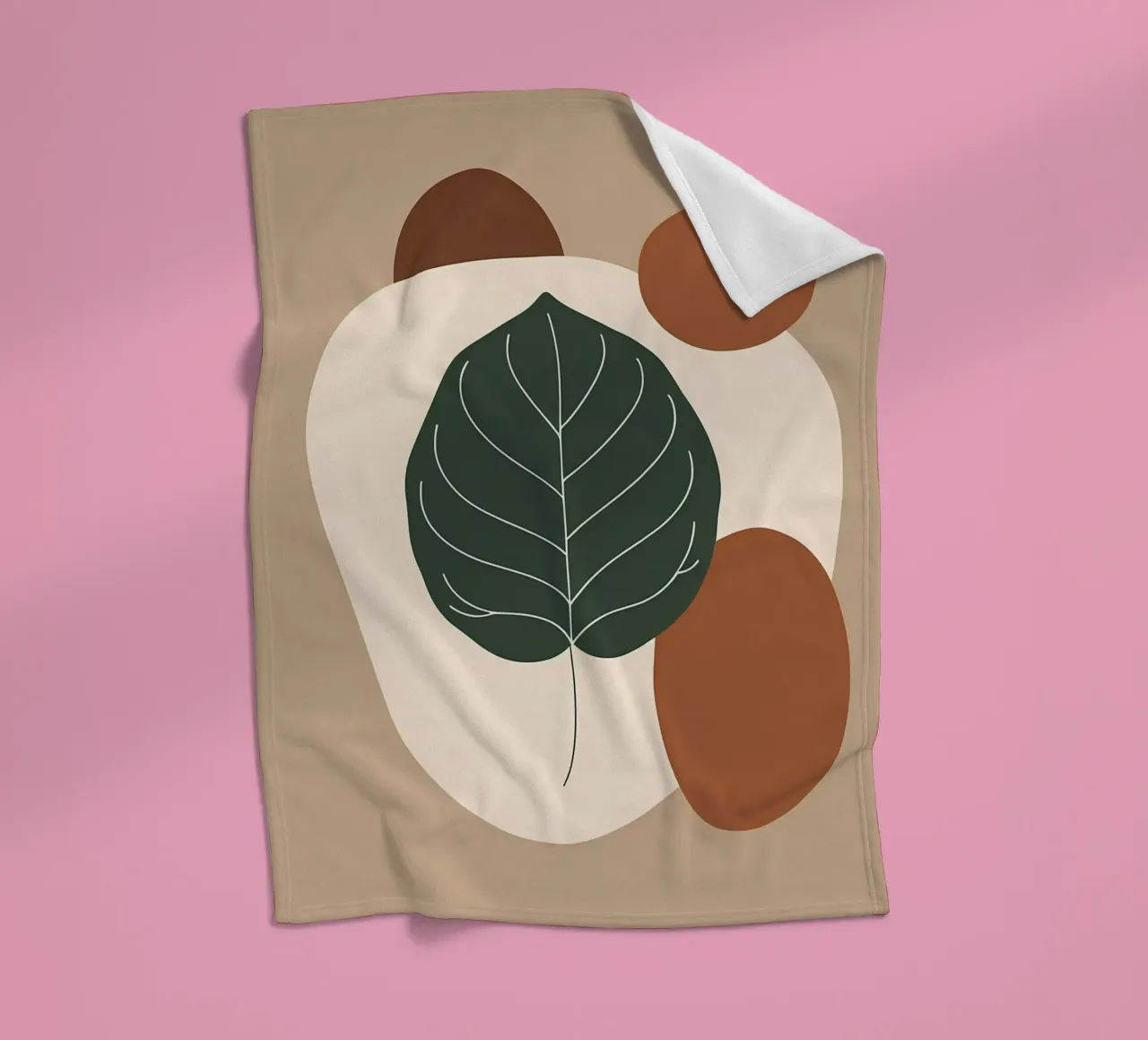 Minimalist one line drawing of a single fiddle leaf fig fleece blanket by Bloom And Brush